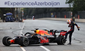 Sergio Perez Wins Dramatic Azerbaijan Gp After Verstappen Crashes F1 As It Happened Sport The Guardian