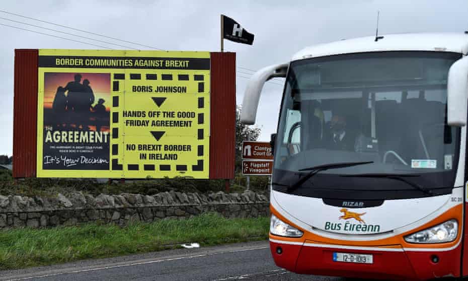 An anti-Brexit sign on the border with the Republic of Ireland near Newry.