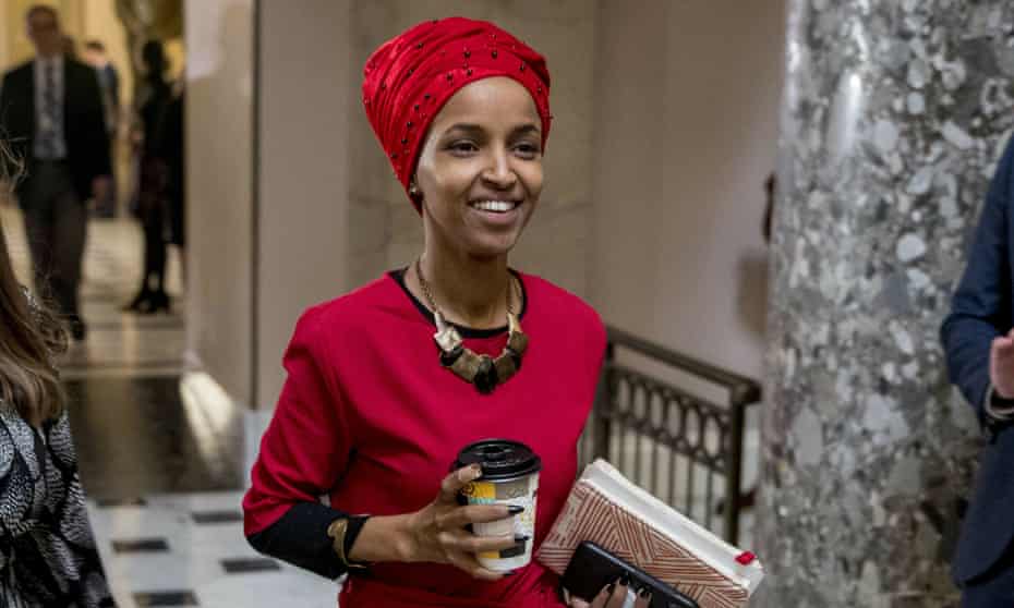 Ilhan Omar walks through the halls of the Capitol Building on 16 January. 