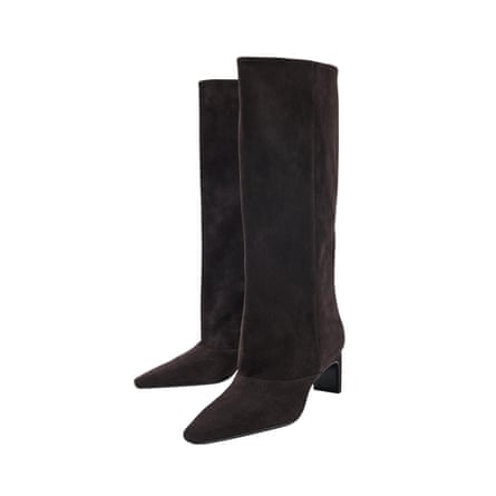 Zara brown split-suede heeled boots