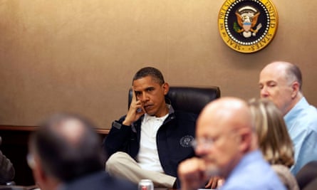 Obama with the White House security team in the Situation Room.