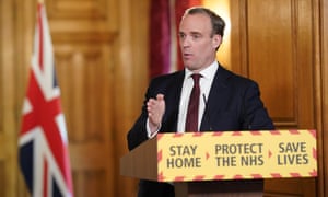 Dominic Raab at the Downing Street press briefing on 5 May
