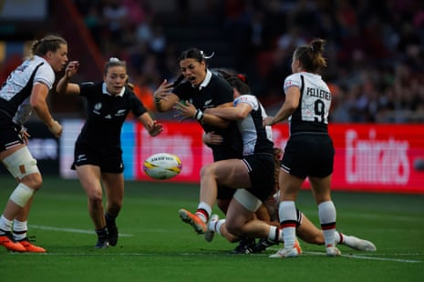 Stacey Waaka loses possession as New Zealand struggle to make an impact in this semi-final.
