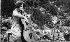 Beatrice Harrison, cellist, with microphone