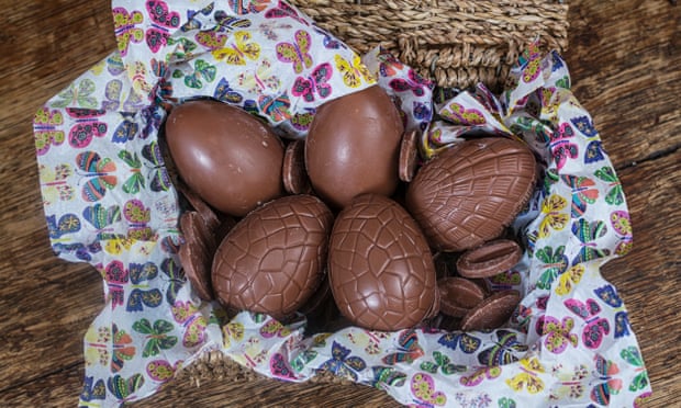 A bundle of chocolate Easter eggs