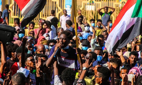 People protest against the military coup in Khartoum, Sudan