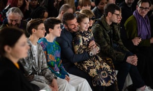 Victoria Beckham’s London fashion week show in February this year, watched by Romeo, Cruz, David and Harper Beckham.