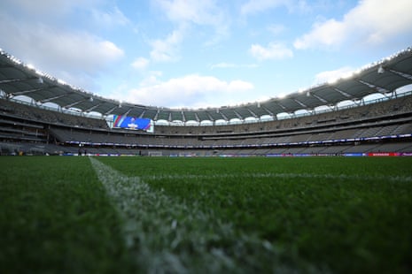 A view from the pitch at Optus Stadium in Perth.