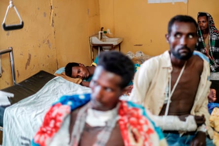 Survivors of the Mai Kadra massacre, in hospital in Gondar, northern Ethiopia, in 2020.