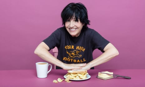 Musician Sharleen Spiteri with her piece and crisps. Hair and makeup: Sarah Reygate.