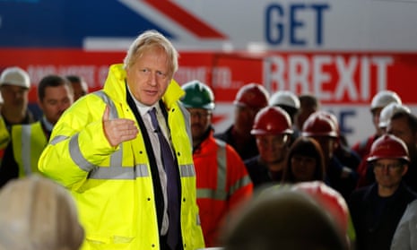 Boris Johnson speaks to workers as he visits Wilton Engineering Services in Middlesbrough