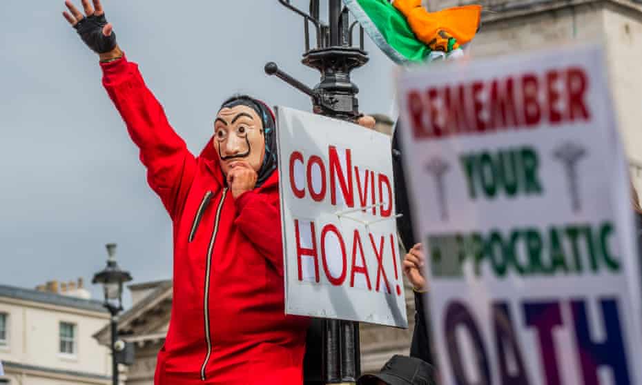 Anti-vax protesters in London, in September 2020.