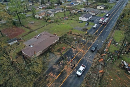 Tornado damage seen in Sherwood, Arkansas, on Friday.