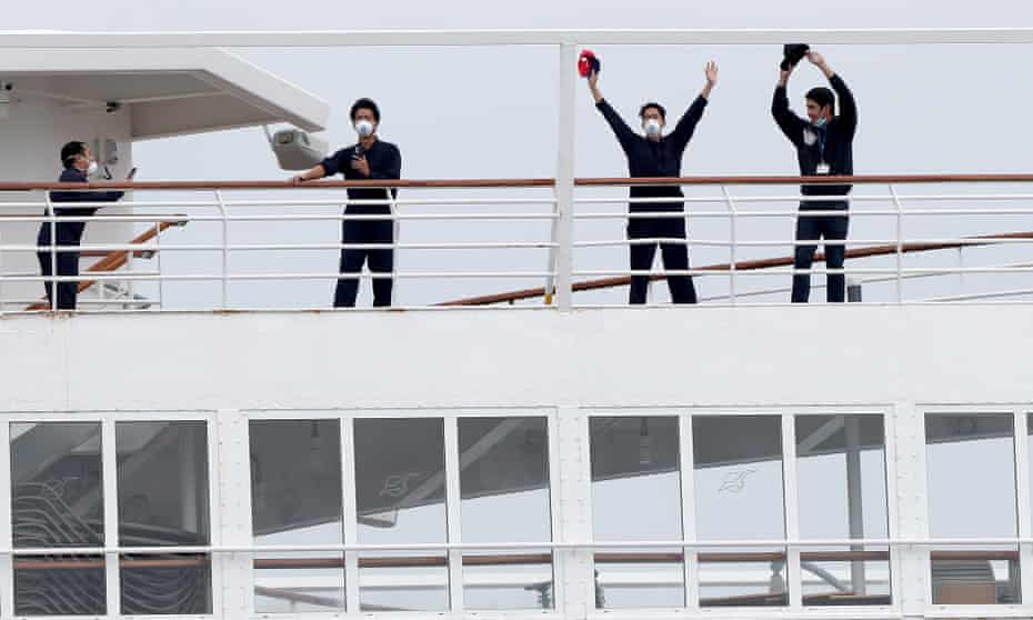 Stranded crew members on a cruise ship off the coast of Australia.