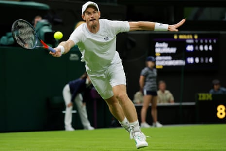 Andy Murray stretches for a return to James Duckworth.