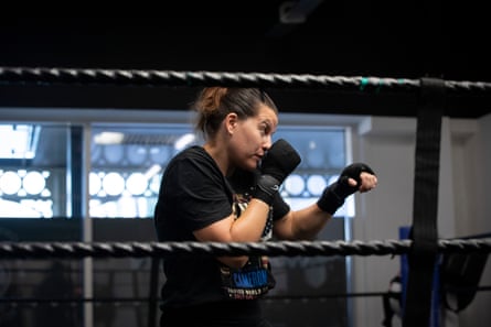 Chantelle Cameron, pictured during training at a gym in Walkden, Manchester