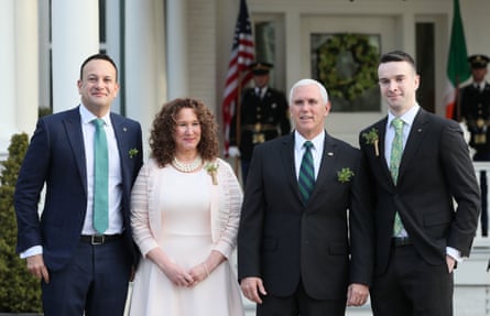 With his partner Matt Barrett (far right) and former US vice-president Mike Pence and his sister Anne, 2019.
