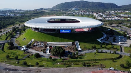 An aerial view of Estadio Akron in Zapopan, Mexico.