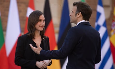 Emmanuel Macron with Sanna Marin