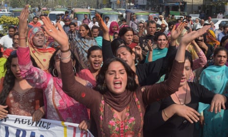 Transgender people at a rally in Lahore, Pakistan