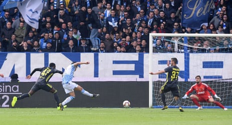 SPAL’s Sergio Floccari slots the ball into the net to give the home side the lead.