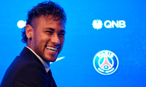 Though Neymar looks like he enjoyed himself as he leaves the press conference.