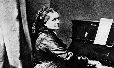 The German composer Clara Schumann plays an upright piano