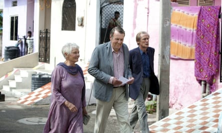 Tom Wilkinson, centre, with Judi Dench and Bill Nighy in The Best Exotic Marigold Hotel, 2011.