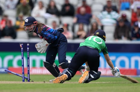 Sarah Bryce runs out Ireland’s Orla Prendergast.