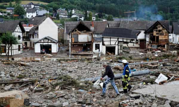 Debris following heavy rainfalls in Schuld, Germany