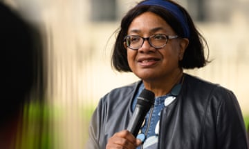 Diane Abbott addressing a vigil last year following the drowning of six migrants in the Channel.