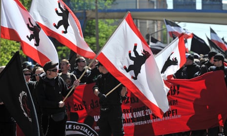 Hundreds of neo-Nazis demonstrate in Halle, Germany, in May 2011. 