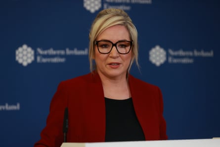 Michelle O’Neill speaking at a lectern