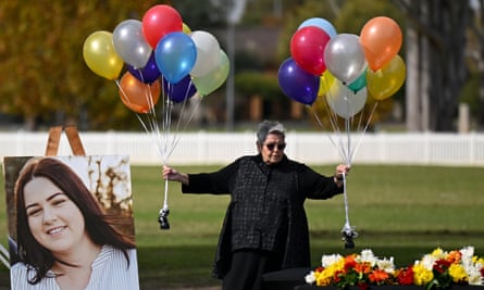 A photograph of Molly Ticehurst is seen ahead of her funeral service in Forbes, in central west NSW