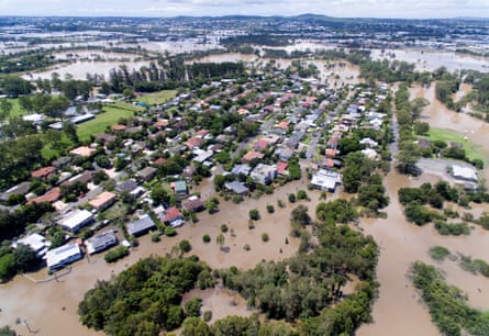 Aerial view of Brisbane flooding