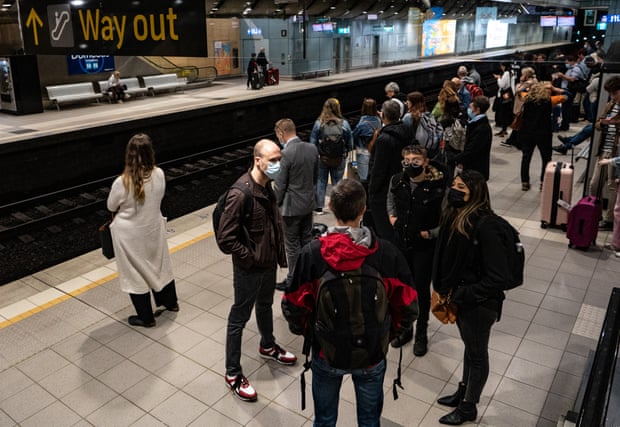 Commuters at T8 Airport train station during industrial action on the rail network in August.