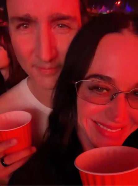 Justin Trudeau and Katy Perry watching Justin Bieber at Coachella.
