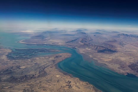 An aerial view of the island of Qeshm in the strait of Hormuz.