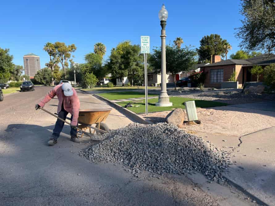 Miguel Padilla, a landscape gardener, who started work at 4am to avoid the heat. It was 111F when he finished at 11.30am.