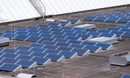 Solar panels on a rooftop