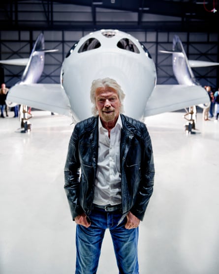Richard Branson with one of Virgin Galactic’s spacecraft.