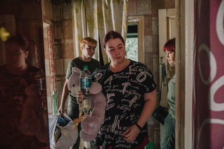 Valeria Tanashchuk, 25, at her house in Hirnyka street in Pokrovsk.