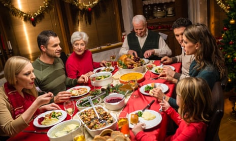 A family eat their Christmas meal