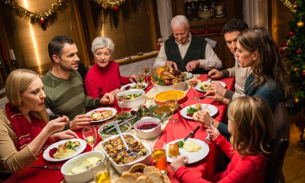 Family at Christmas dinner