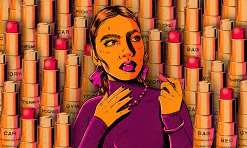 illustration of a woman holding lip balm