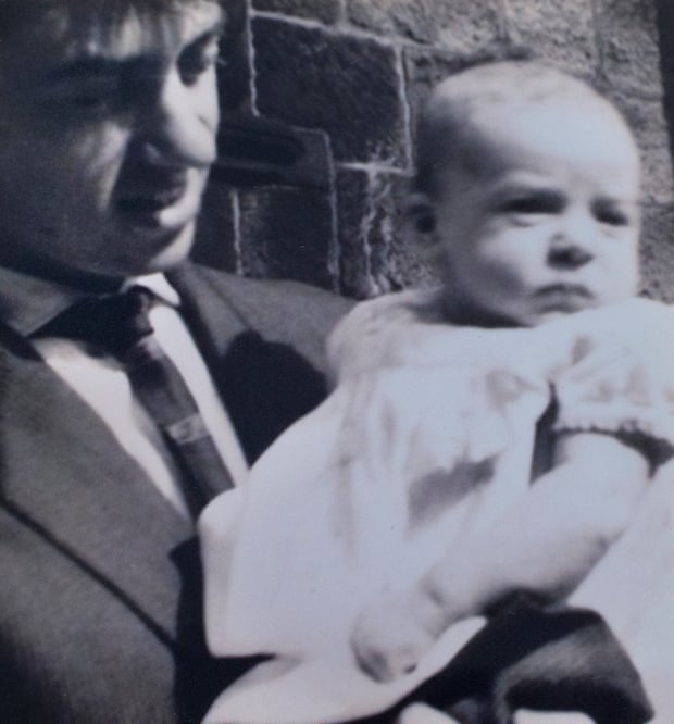Donna Ludford at six months old, with her dad.