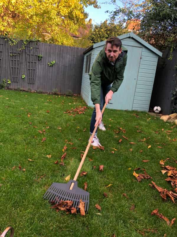 Tim Jonze tends to his lawn