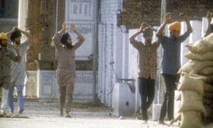 Sikh militants surrender to the Indian army in 1984 in Amritsar.