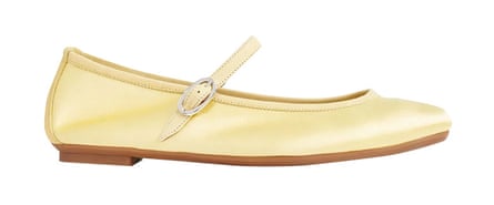 Yellow silk flats with strap