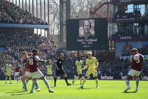 The LED board shows a tribute to former Aston Villa player Andy Lochhead.